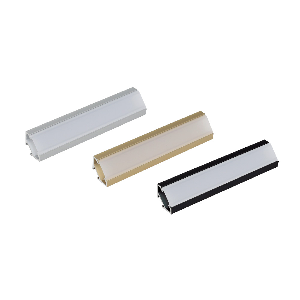 Образцы LED профилей 1616LG, L=100 мм,отделка (алюминий, черный, золото)