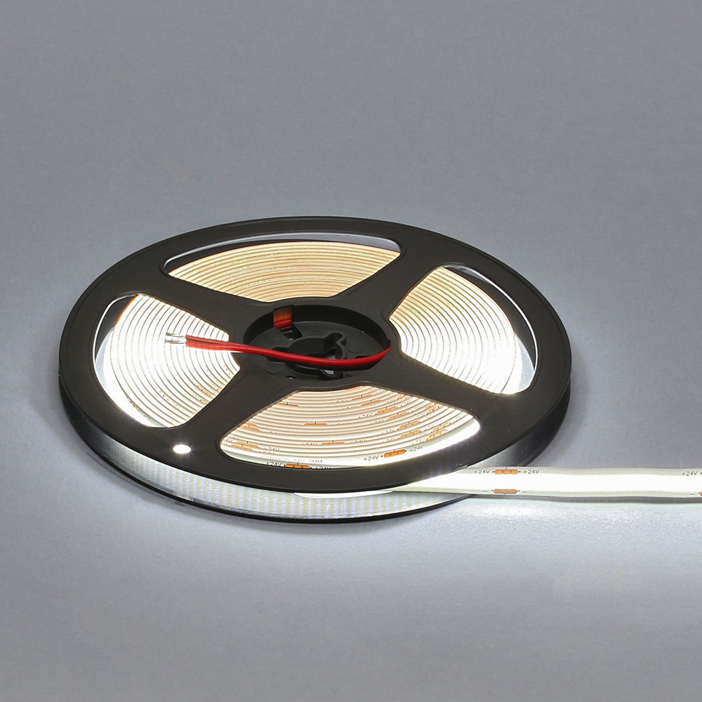 Лента светодиодная COB, 480 LED/м, 15Вт/м, 24В, CRI90, 1500-1600 Лм/м 5000х8 мм, IP20, 6000-6500К (холодный белый)