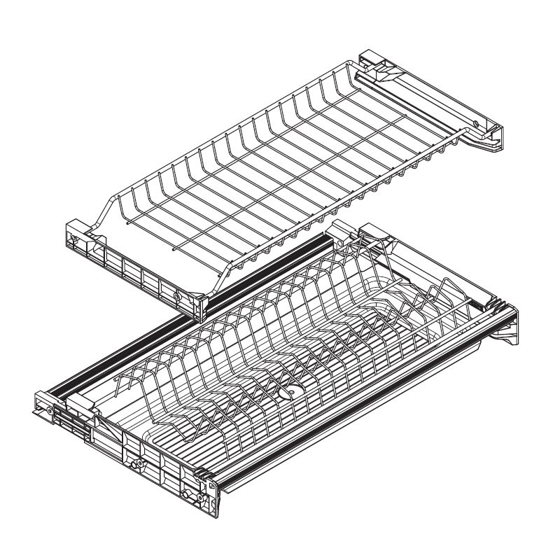 Сушка 2-уровневая в базу 400/16, с рамкой, поддон 1 шт. (пластик), отделка серая (упаковка рукав пэ)