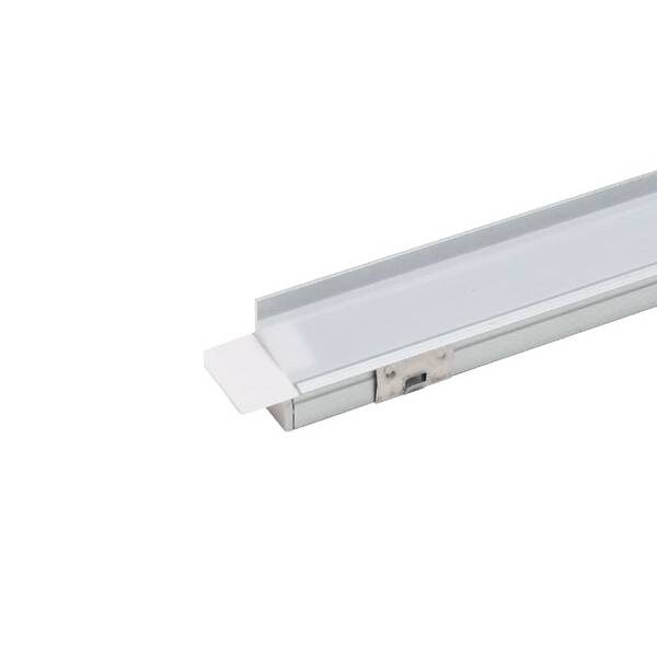 Образец LED профиля 1810 с рассеивателем, клипсой и заглушками, L=100 мм, отделка алюминий (анодировка)