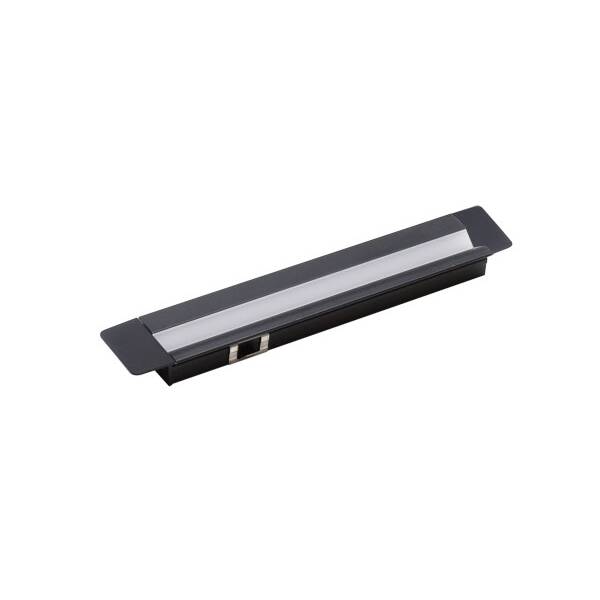 Образец LED профиля 2210 с рассеивателем, клипсой и заглушками, отделка черная (анодировка)