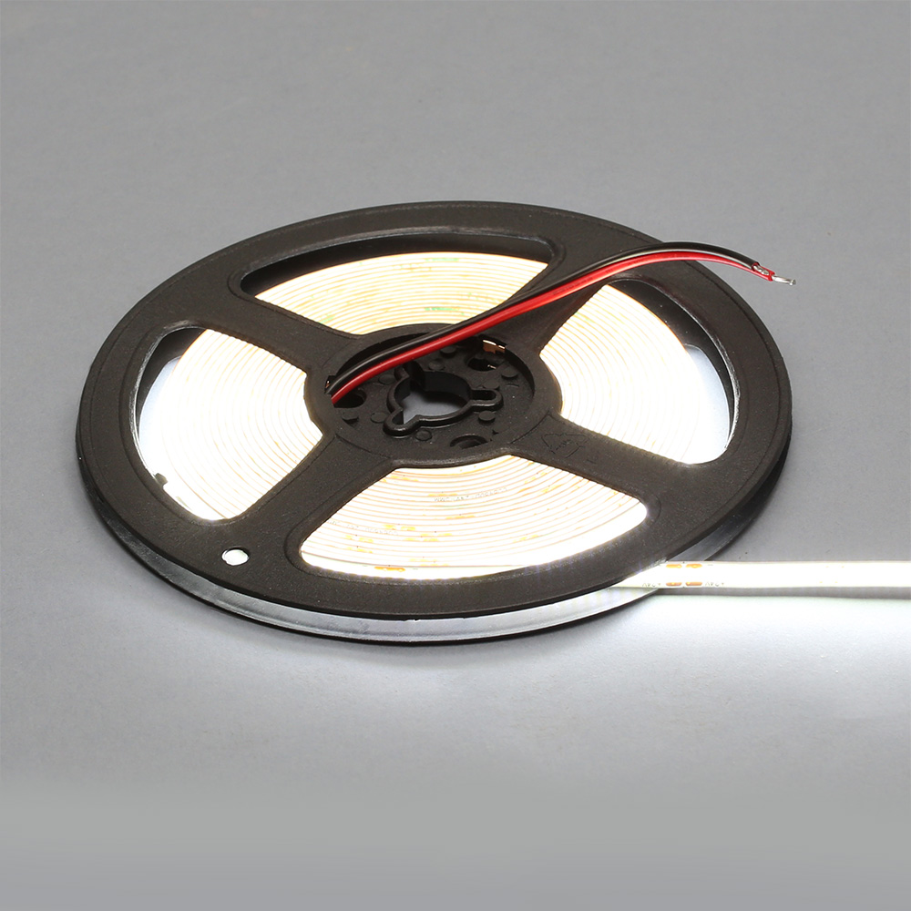 Лента светодиодная COB, 480 LED/м, 10Вт/м, 24В, CRI90, 900-1000Лм/м 5000х5 мм, IP20, 6000-6500К (холодный белый)