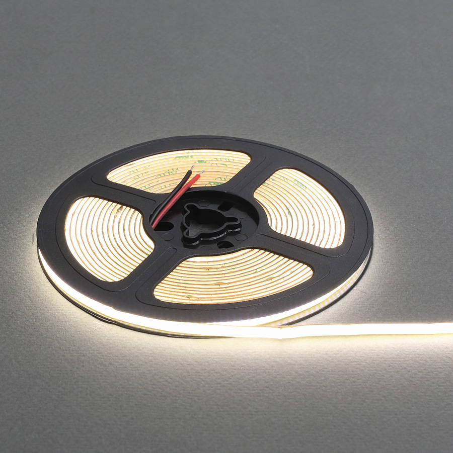 Лента светодиодная COB, 480 LED/м, 7Вт/м, 12В, CRI90, 600-700Лм/м 5000х8 мм, IP20, 4000-4500К (нейтральный белый)