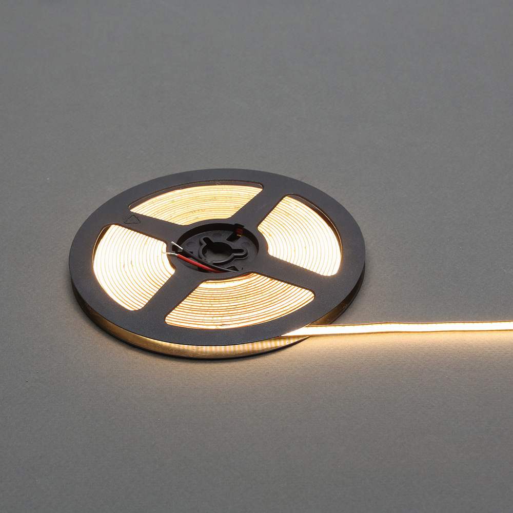 Cветодиодная лента COB 528 LED/м, свободная резка, 10Вт/м, 24В, CRI90, 500-550Лм/м 5000х5 мм, IP20, 2900 - 3200К (теплый белый)