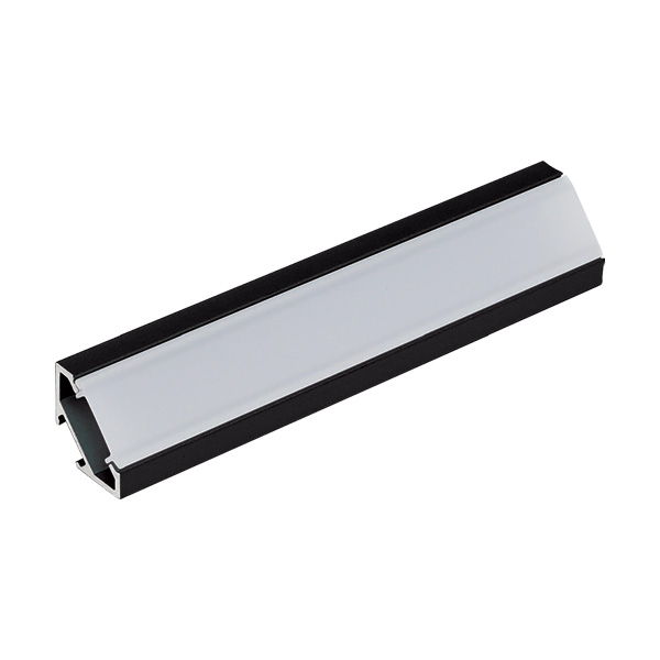 Образец LED профиль 1616LG с рассеивателем матовым, отделка черный (анодировка)